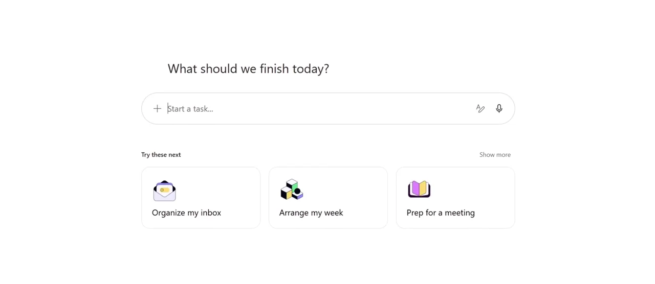 Cowork open in Microsoft 365 Copilot after activation with the prompt What should we finish today